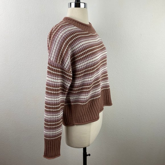 Hippie Rose Crop Pullover Sweater Mocha Mauve Med - Picture 6 of 8
